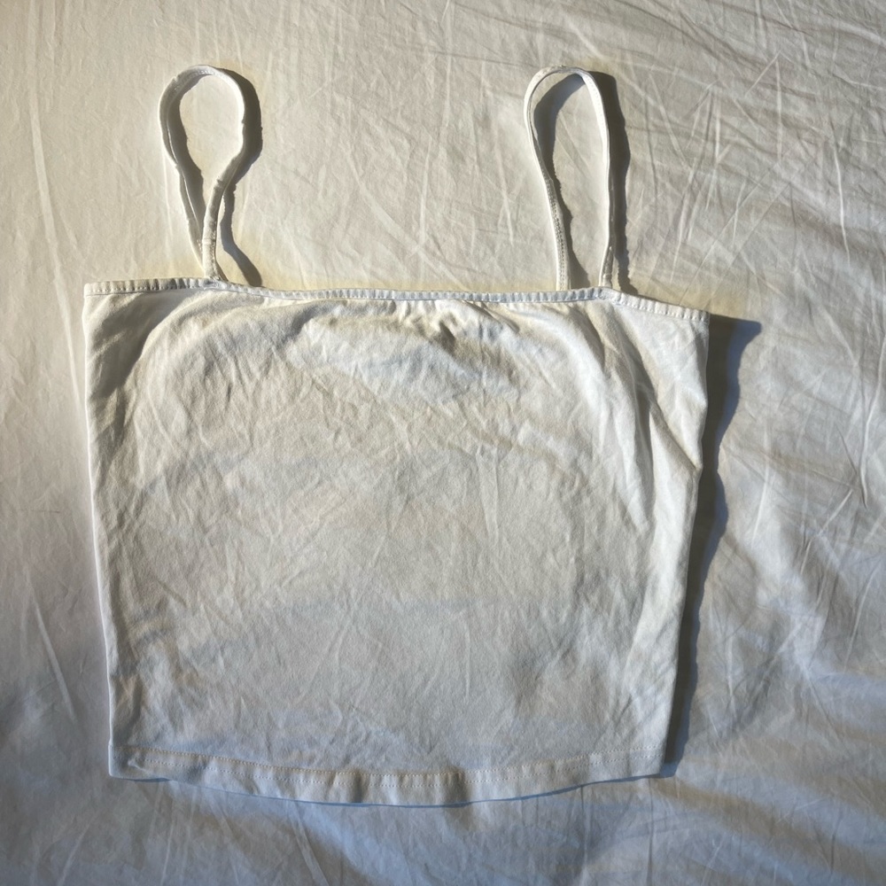 Divided white strappy crop top